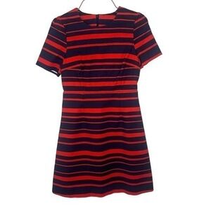 Ochirly Red and Navy Striped Mini Dress‎ Size Small